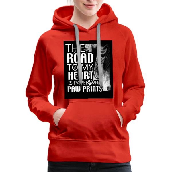 The Road To My Heart Is Paved With Paw Prints Women’s Premium Hoodie - red