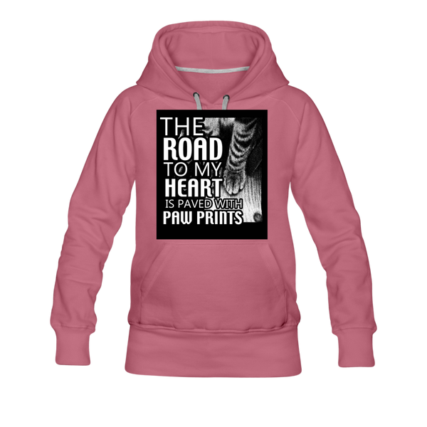The Road To My Heart Is Paved With Paw Prints Women’s Premium Hoodie - mauve