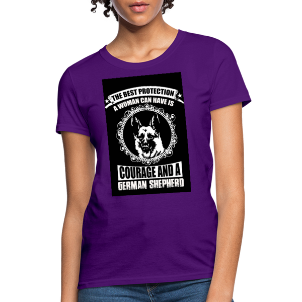 The Best Protection A Woman Can Have Is Courage And A German Shephard Women's T-Shirt - purple
