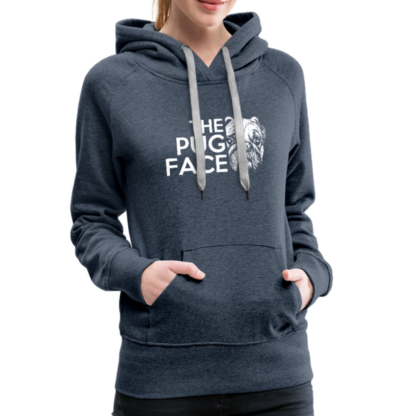 The Pug Face Women’s Premium Hoodie - heather denim
