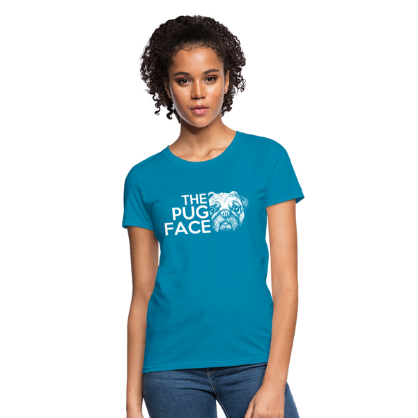 The Pug Face Women's T-Shirt - turquoise