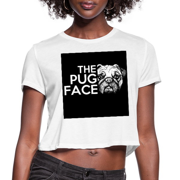 The Pug Face Women's Cropped T-Shirt - white