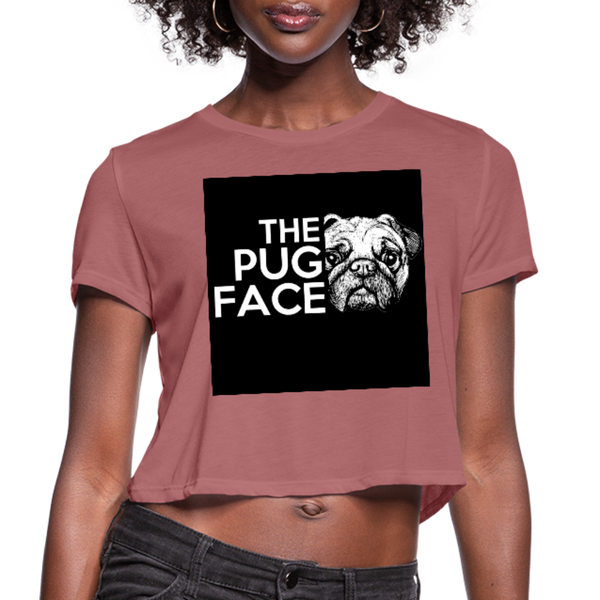 The Pug Face Women's Cropped T-Shirt - mauve
