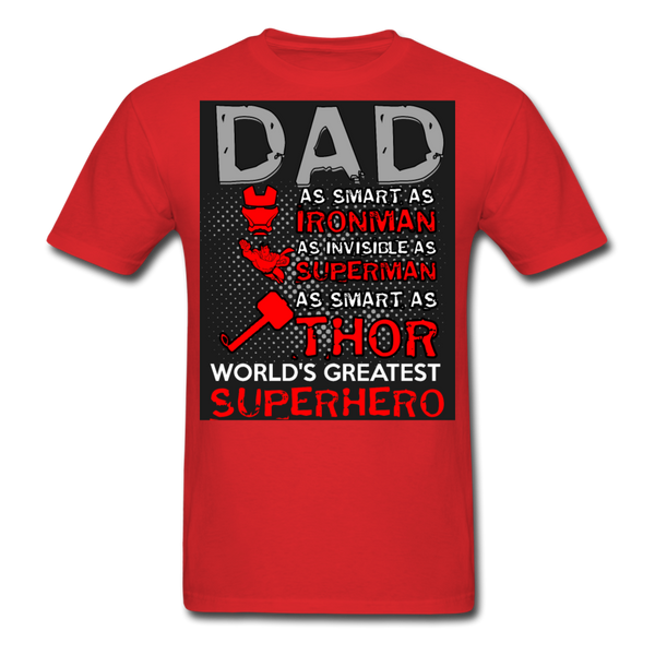 Dad World's Greatest Superhero Men's T-Shirt - red