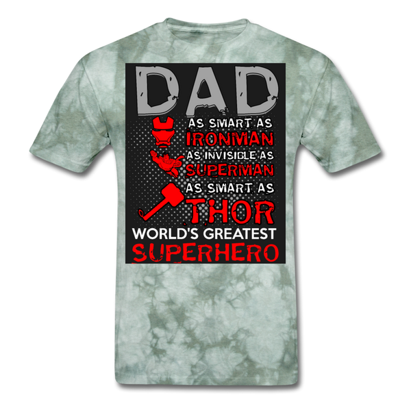 Dad World's Greatest Superhero Men's T-Shirt - military green tie dye