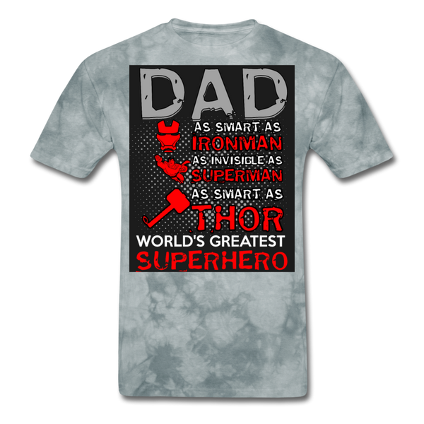 Dad World's Greatest Superhero Men's T-Shirt - grey tie dye