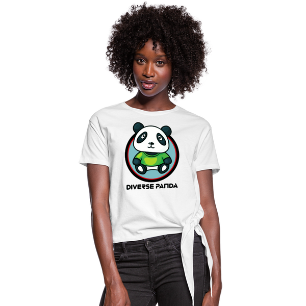 Diverse Panda Greener Theme Women's Knotted T-Shirt - white