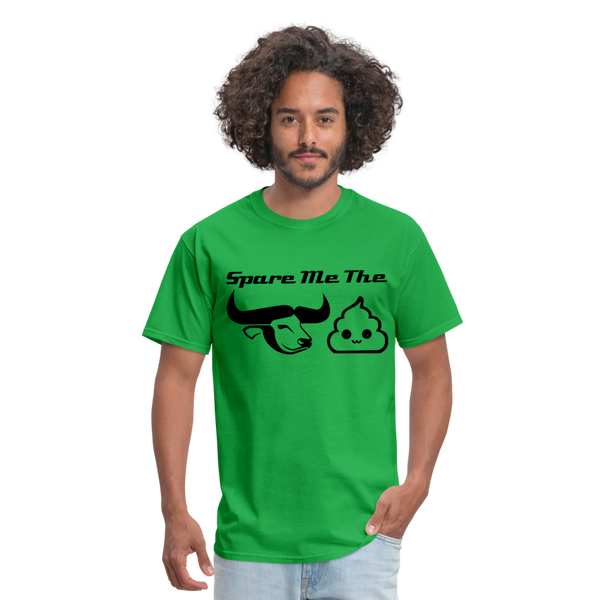 Spare Me The Bull Crap (Emoji Humor) Men's T-Shirt - bright green