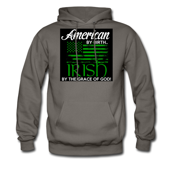 American By Birth Irish By The Grace Of God Men's Hoodie - asphalt gray