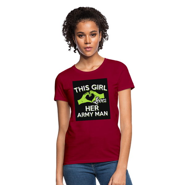 This Girl Loves Her Army Man Women's T-Shirt - dark red