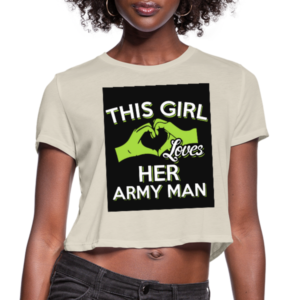 This Girl Loves Her Army Man Women's Cropped T-Shirt - dust