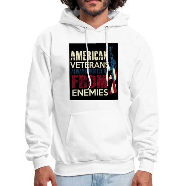 American Veterans Always Protect Us From Enemies Men's Hoodie - white