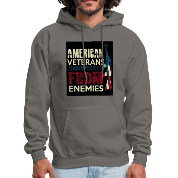American Veterans Always Protect Us From Enemies Men's Hoodie - asphalt gray