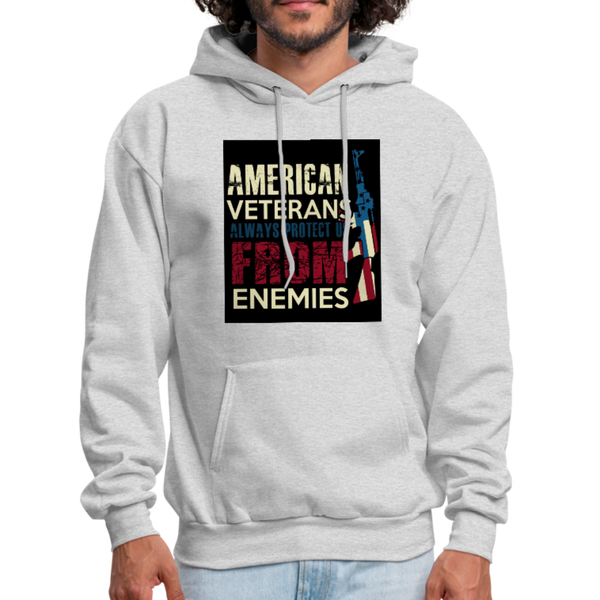 American Veterans Always Protect Us From Enemies Men's Hoodie - ash