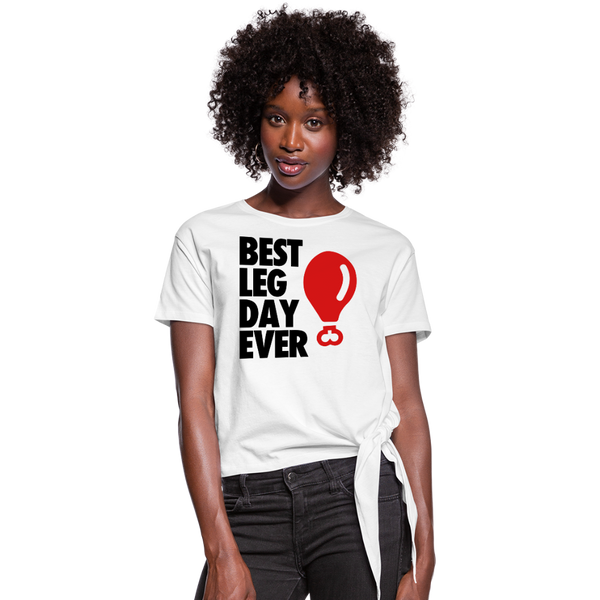 Best Leg Day Ever Women's Knotted T-Shirt - white