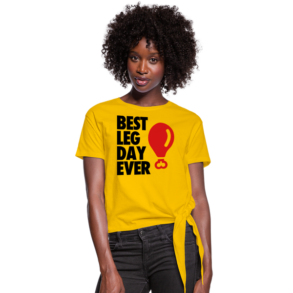 Best Leg Day Ever Women's Knotted T-Shirt - sun yellow