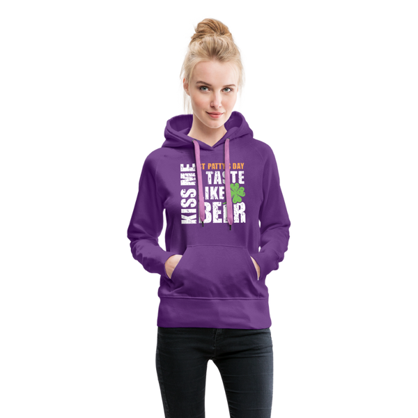 St Patty's Day Kiss Me I Taste Like Beer Women’s Premium Hoodie - purple