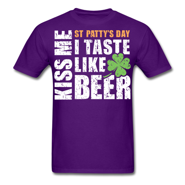 St Patty's Day Kiss Me I Taste Like Beer Men's Classic T-Shirt - purple