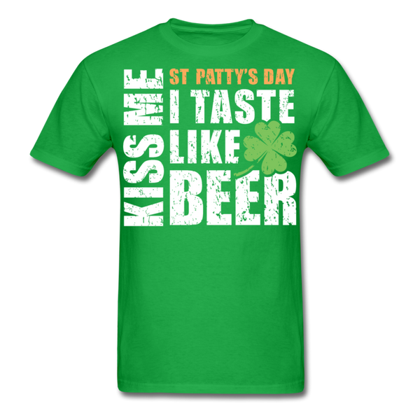 St Patty's Day Kiss Me I Taste Like Beer Men's Classic T-Shirt - bright green