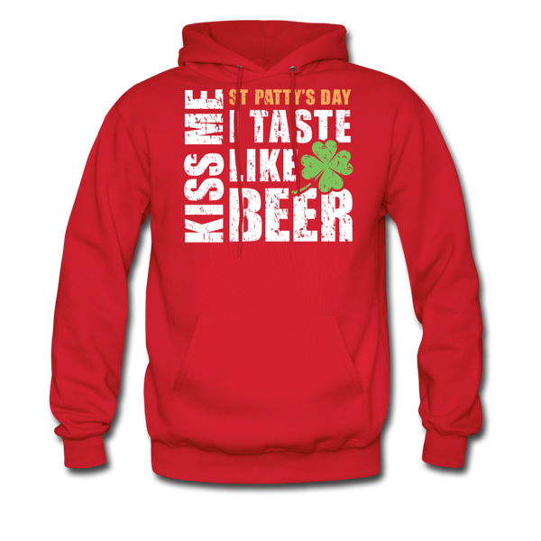St Patty's Day Kiss Me I Taste Like Beer Men's Hoodie - red