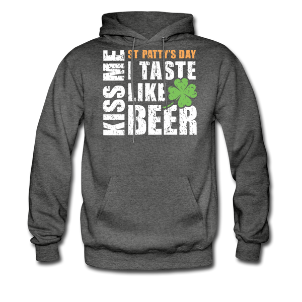 St Patty's Day Kiss Me I Taste Like Beer Men's Hoodie - charcoal gray