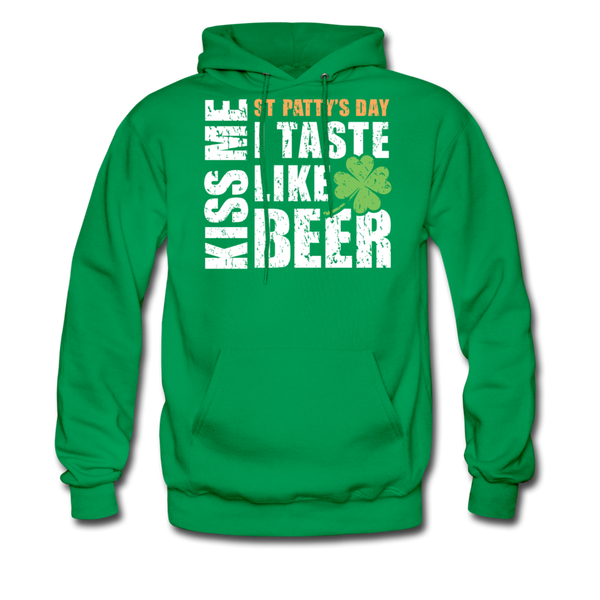 St Patty's Day Kiss Me I Taste Like Beer Men's Hoodie - kelly green