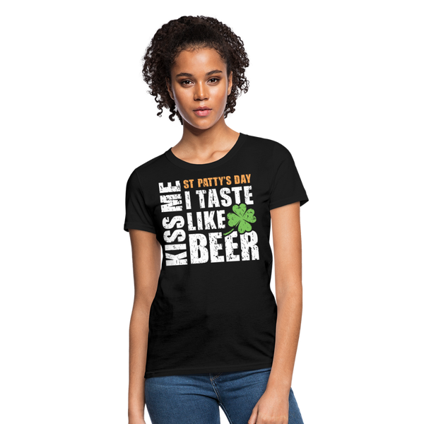 St Patty's Day Kiss Me I Taste Like Beer Women's T-Shirt - black