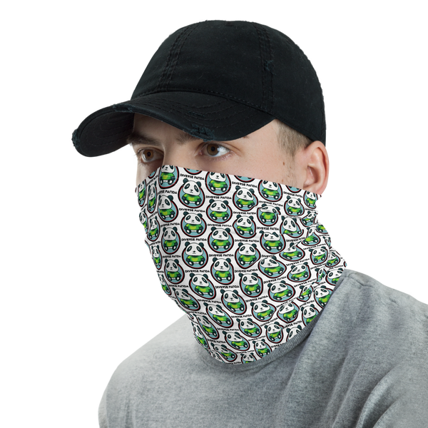 Diverse Panda Greener Themed White Neck Gaiter/ Head Wrap