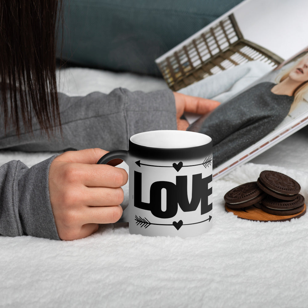 "Love/ Mr. & Mrs." Matte Black Magic Mug