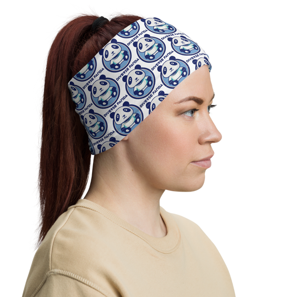 Diverse Panda Blue Lighter Themed White Neck Gaiter/ Head Wrap