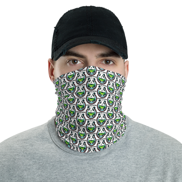 Diverse Panda Greener Themed White Neck Gaiter/ Head Wrap