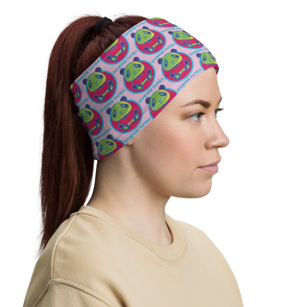 Diverse Panda Funky Themed Pink Neck Gaiter/ Head Wrap