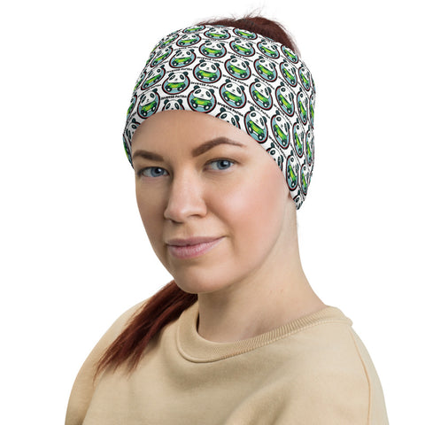 Diverse Panda Greener Themed White Neck Gaiter/ Head Wrap