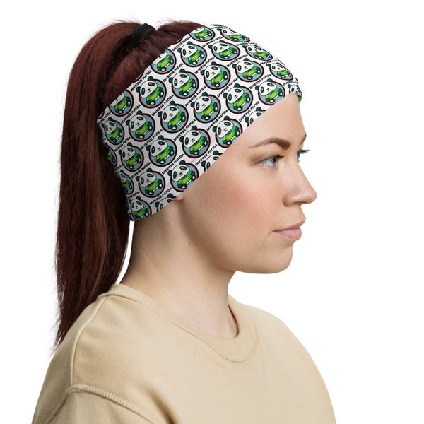 Diverse Panda Greener Themed White Neck Gaiter/ Head Wrap