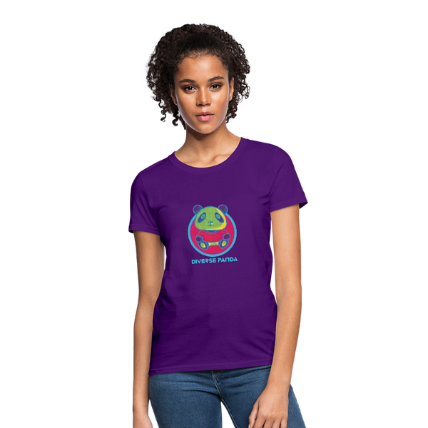 Diverse Panda Funky Themed Women's T-Shirt - purple