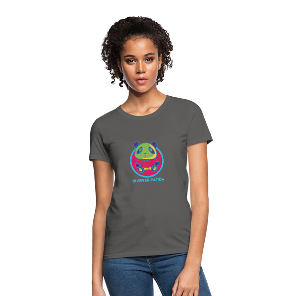 Diverse Panda Funky Themed Women's T-Shirt - charcoal