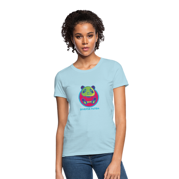 Diverse Panda Funky Themed Women's T-Shirt - powder blue