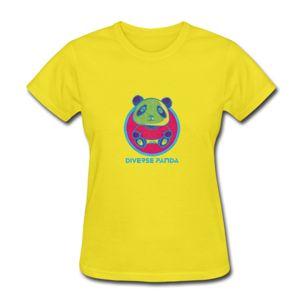 Diverse Panda Funky Themed Women's T-Shirt - yellow