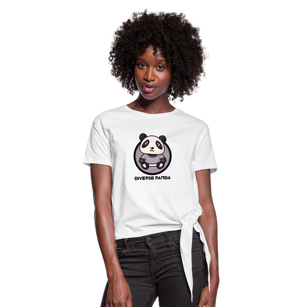 DIverse Panda Women's Knotted T-Shirt - white