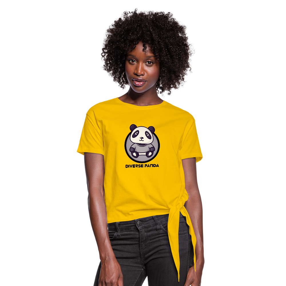 DIverse Panda Women's Knotted T-Shirt - sun yellow