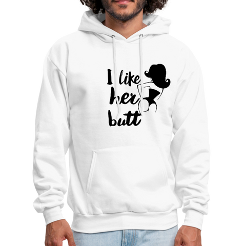 I Like Her Butt Men's Hoodie - white