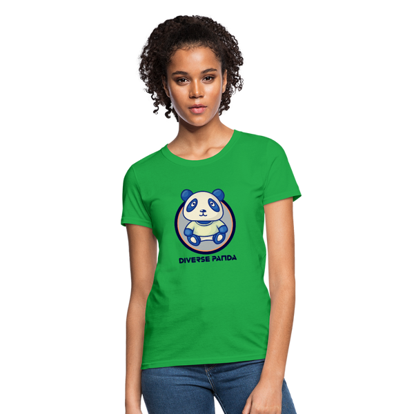 Diverse Panda Soft Lens Themed Women's T-Shirt - bright green