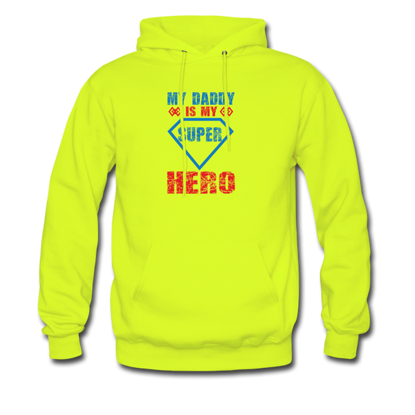 My Daddy Is My Super Hero Men's Hoodie - safety green