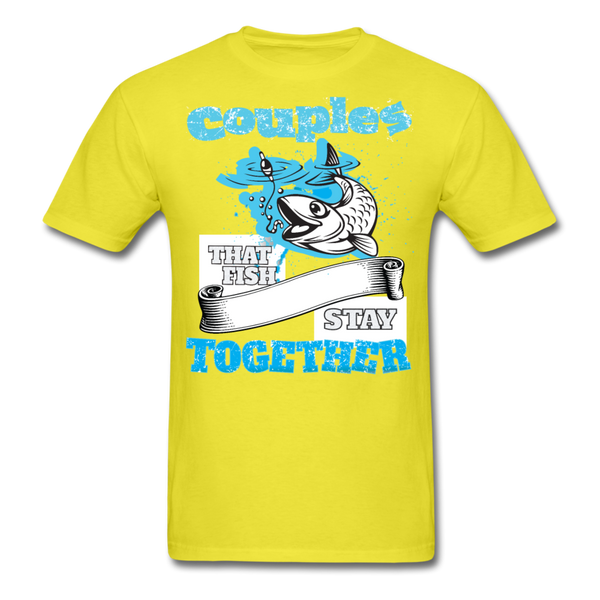 Couples That Fish Stay Together Men's T-Shirt - yellow