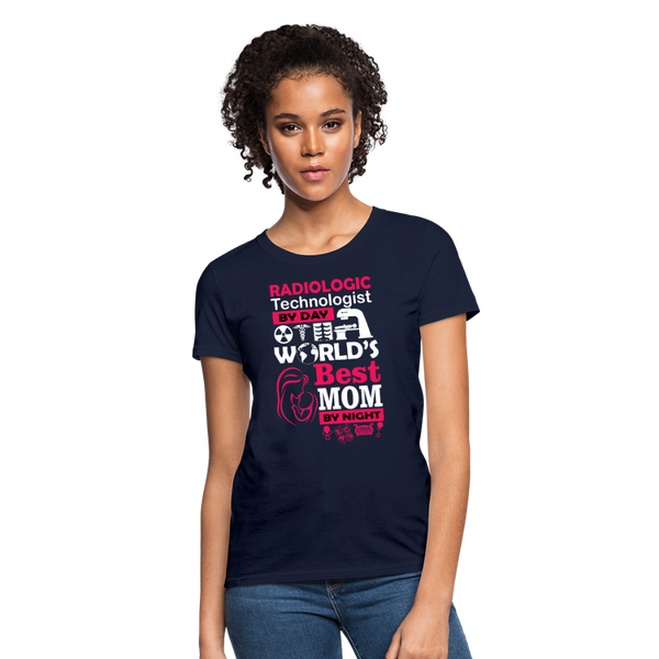 Radiologic Technologist By Day World's Best Mom By Night Women's T-Shirt - navy