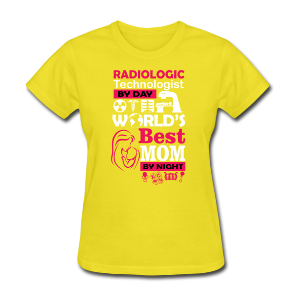 Radiologic Technologist By Day World's Best Mom By Night Women's T-Shirt - yellow