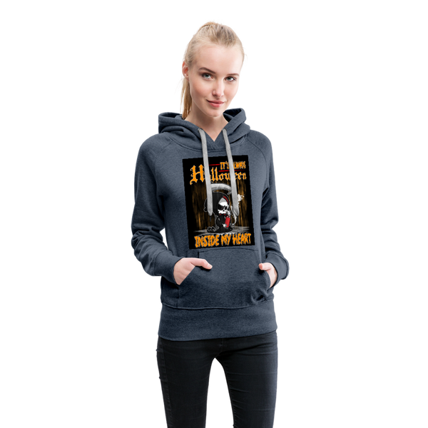 It's Always Halloween Inside My Heart Women’s Premium Hoodie - heather denim