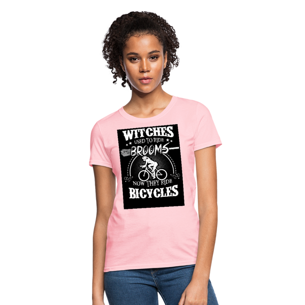 Witches Used To Ride Brooms Now They Ride Bicycles Women's T-Shirt - pink