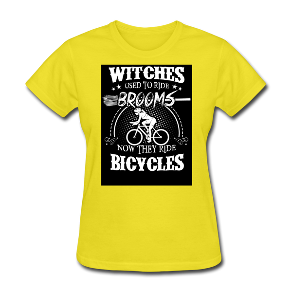 Witches Used To Ride Brooms Now They Ride Bicycles Women's T-Shirt - yellow