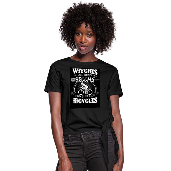 Witches Used To Ride Now They Ride Bicycles Women's Knotted T-Shirt - black